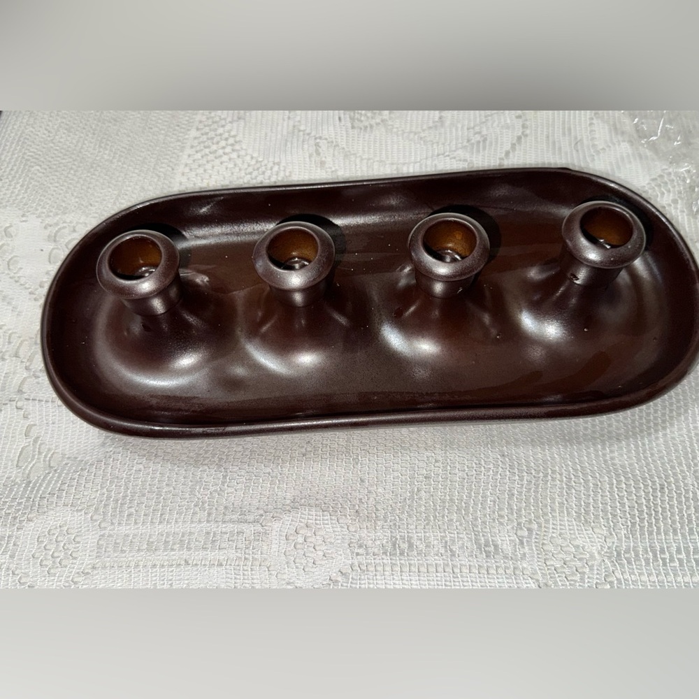 Vintage Höganäs Keramik Stoneware 4-Candle Holder Ljusstake Sweden